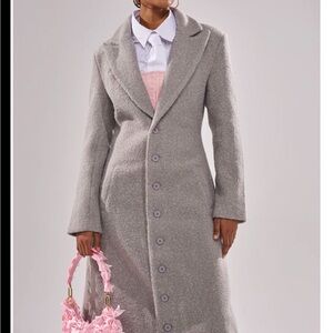 AKIRA Elegant Gray Trench Coat